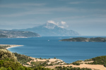 Blick auf den Berg Athos, Nordgriechenland, Halkidiki, Sithonia, 02.06.2014
